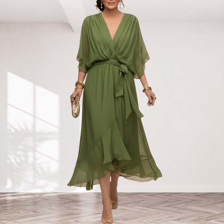 Sarah | Sandra Chiffon V-Neck Dress
