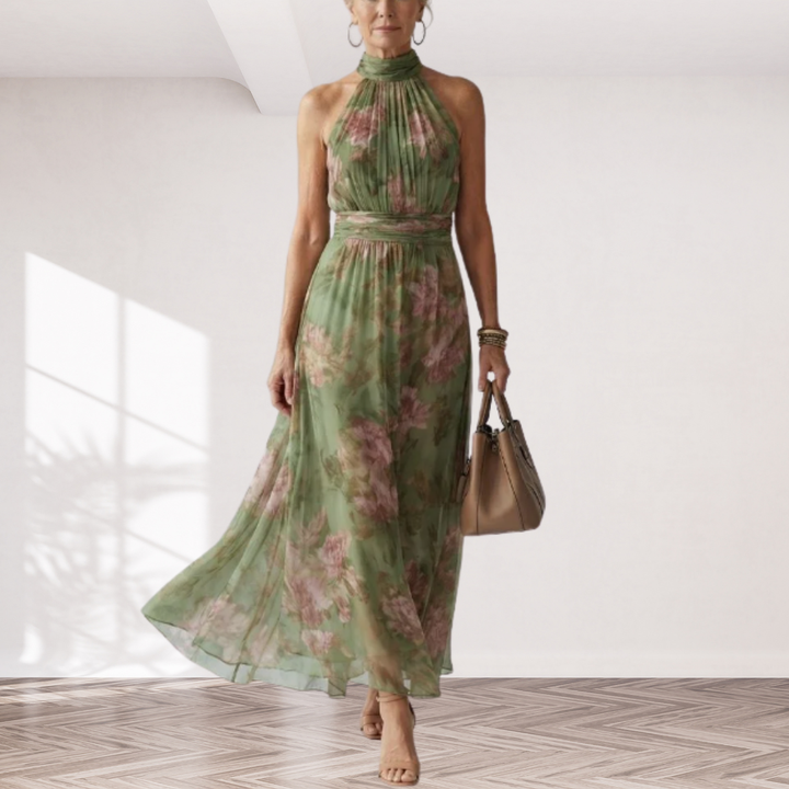 Mirelle | Gathered Halter Midi Dress